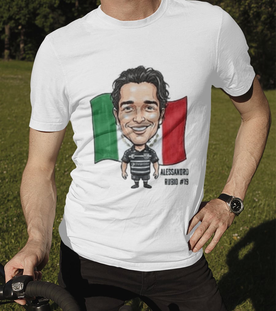 Alessandro Rubio No 19 Caricature Mexico Flag Football Jersey T-Shirt