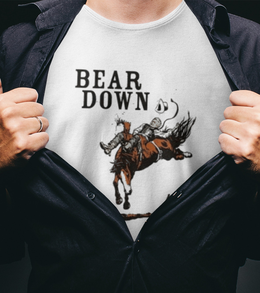 Bear Down Cowboy Rodeo Bucking Horse 15 T-Shirt