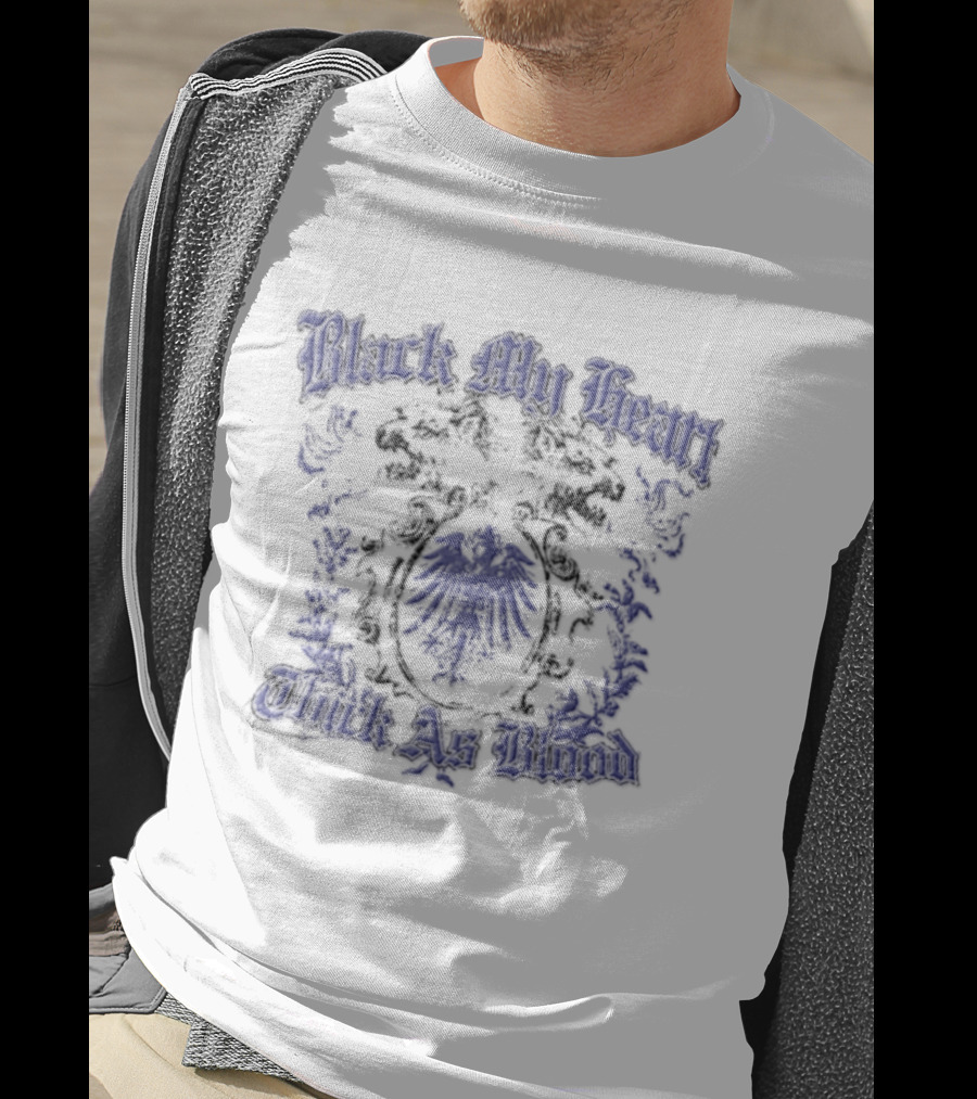 Black My Heart Thick As Blood Crest Eagle Two Lions T-Shirt