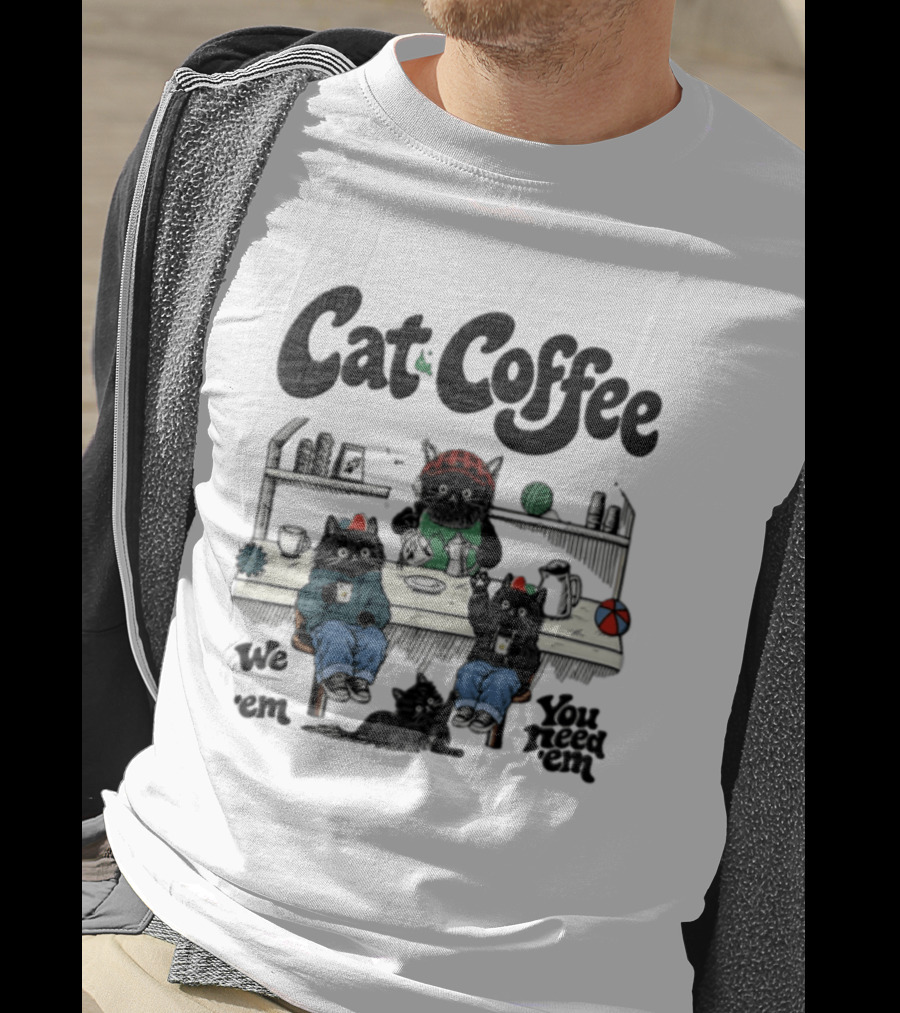 Cat Coffee Brew Them Need Three Black Cats T-Shirt
