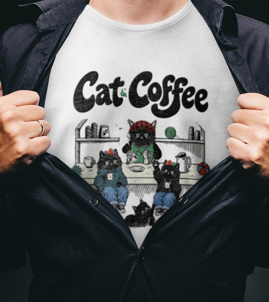 Cat Coffee Brew Them Need Three Black Cats T-Shirt
