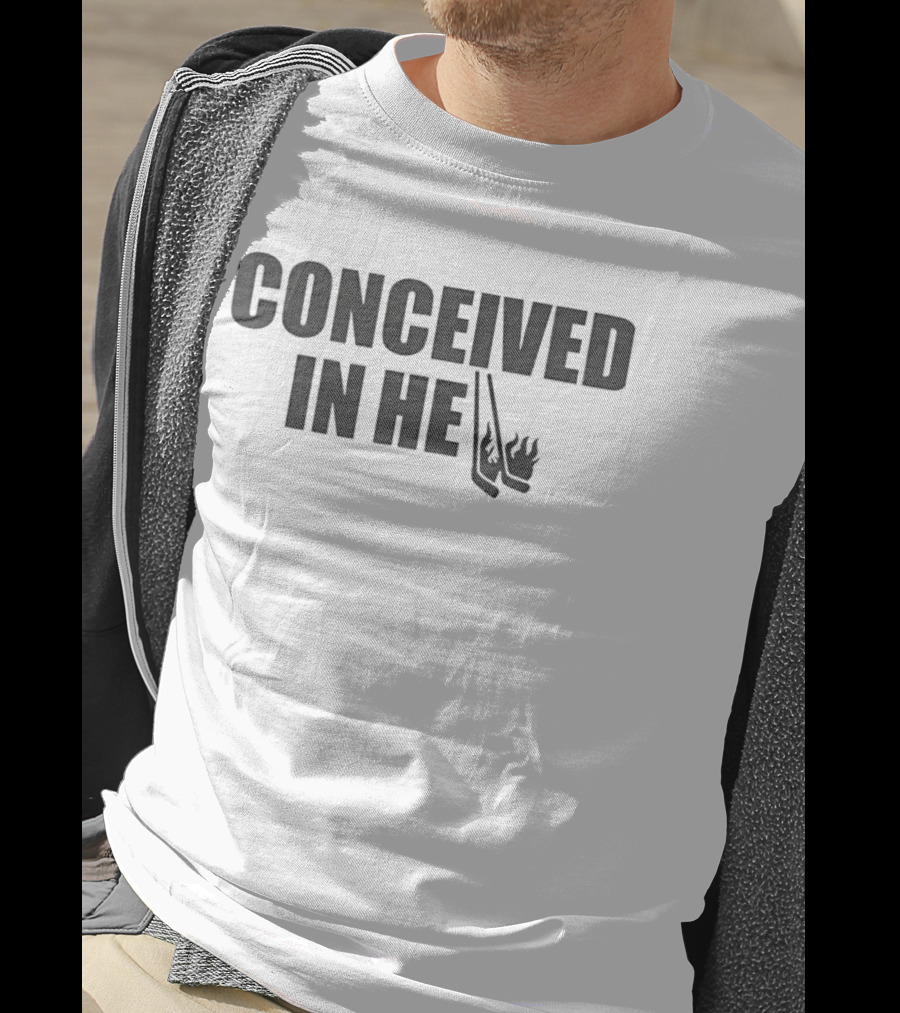 Conceived In Hell Hockey Sticks Flames T-Shirt