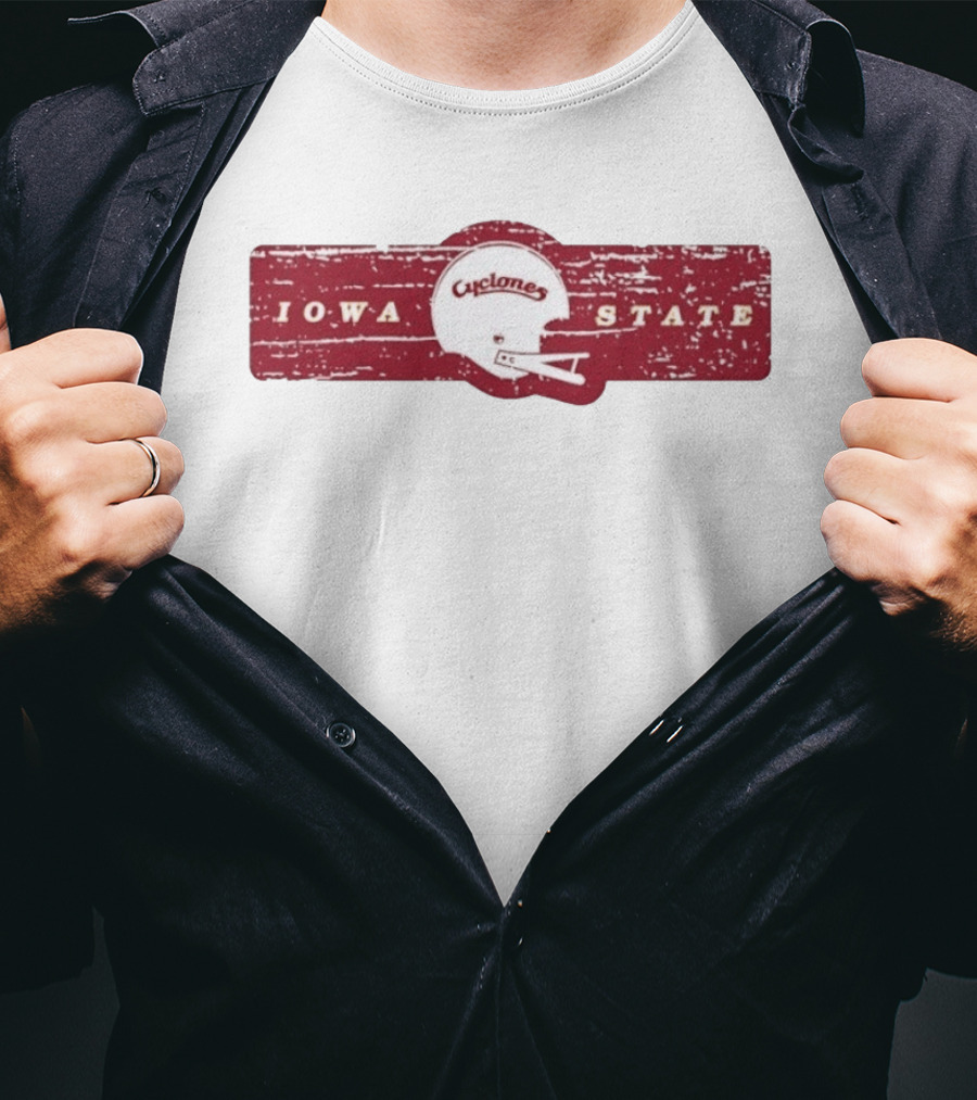 Distressed Vintage Iowa State Cyclones Football Helmet T-Shirt