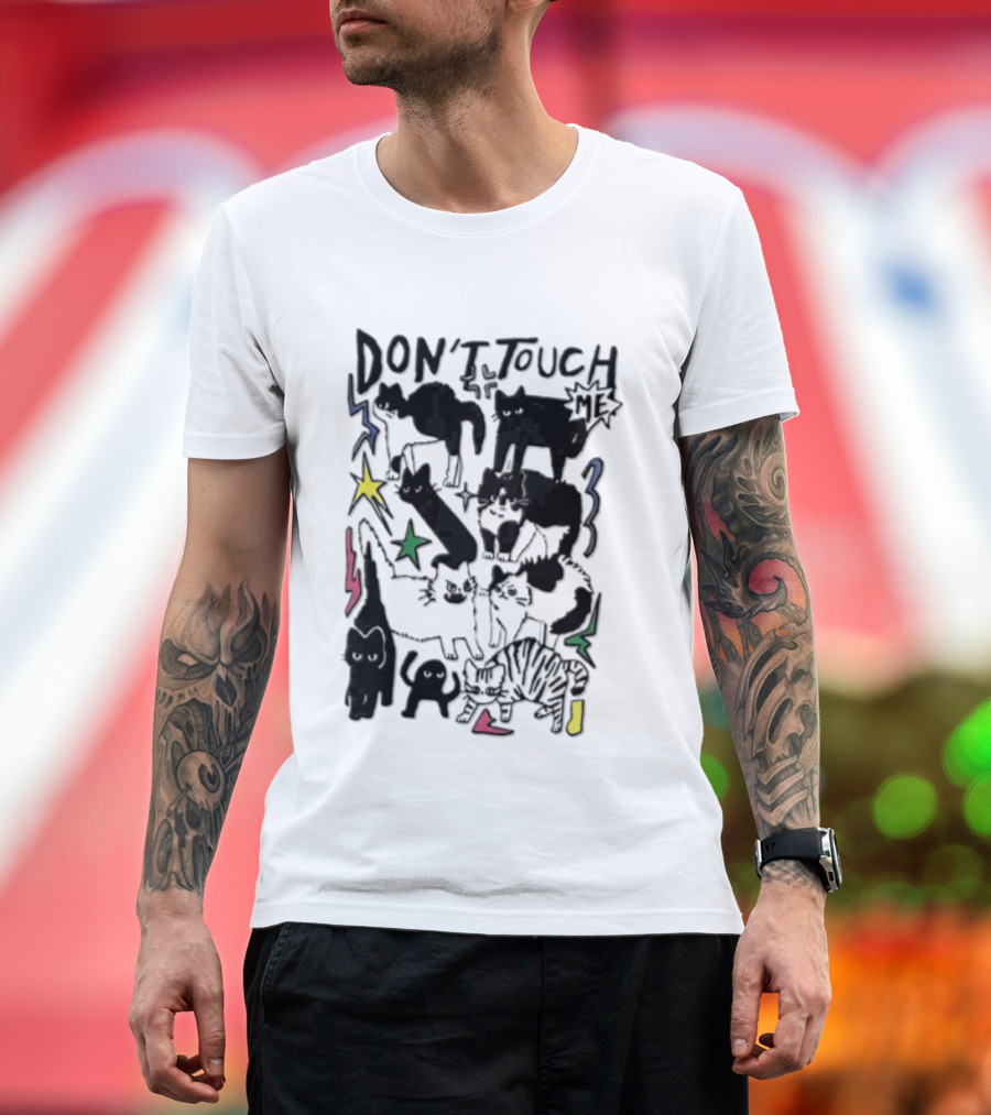 DON'T TOUCH ME Multiple Cats Stars Lightning T-Shirt