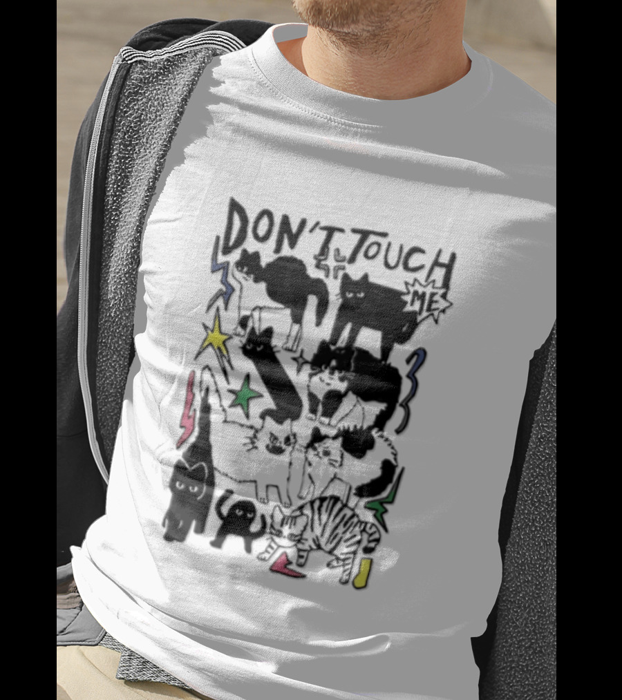 DON'T TOUCH ME Multiple Cats Stars Lightning T-Shirt
