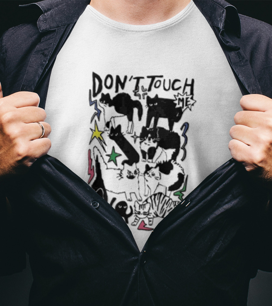 DON'T TOUCH ME Multiple Cats Stars Lightning T-Shirt