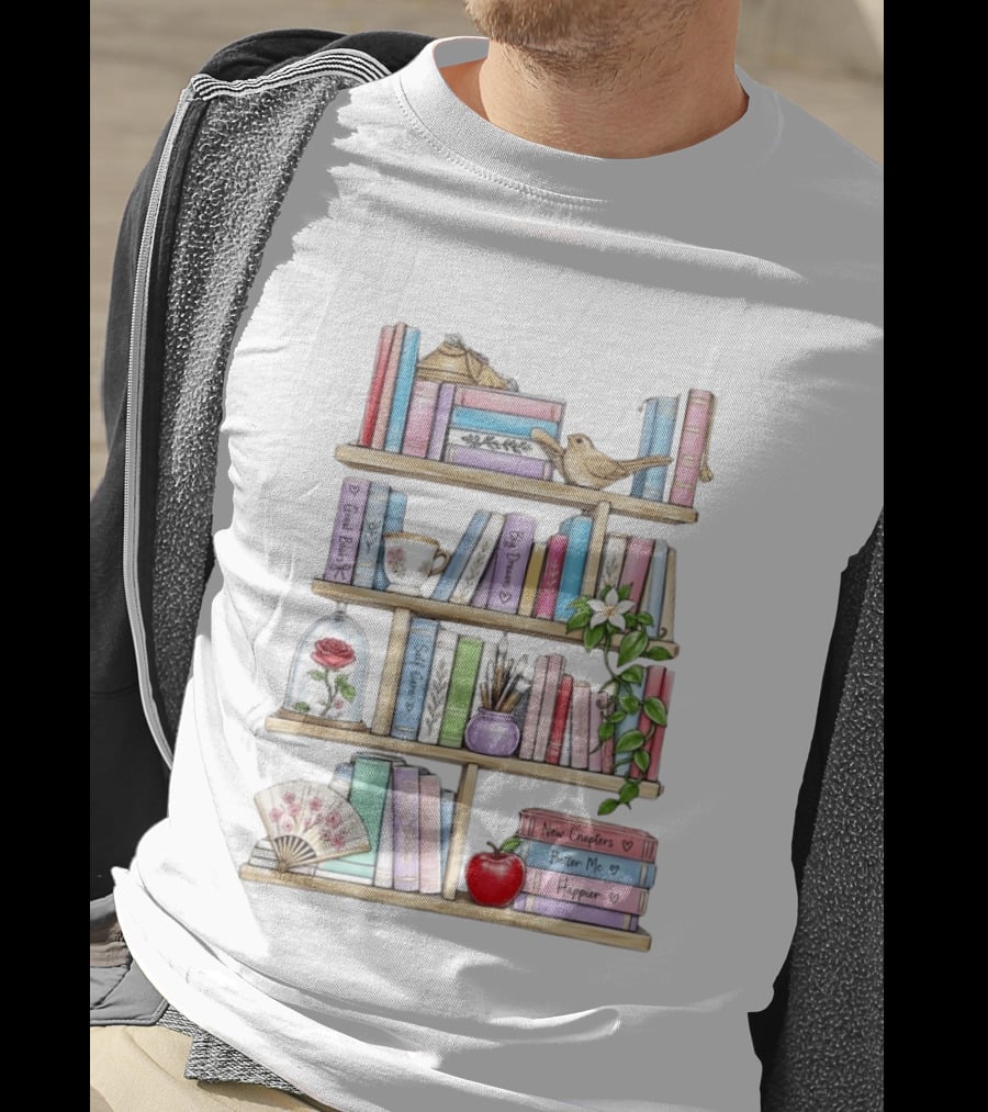 Good Books Big Dreams Self Care And New Chapters Better Me Happier Bookshelf T-Shirt