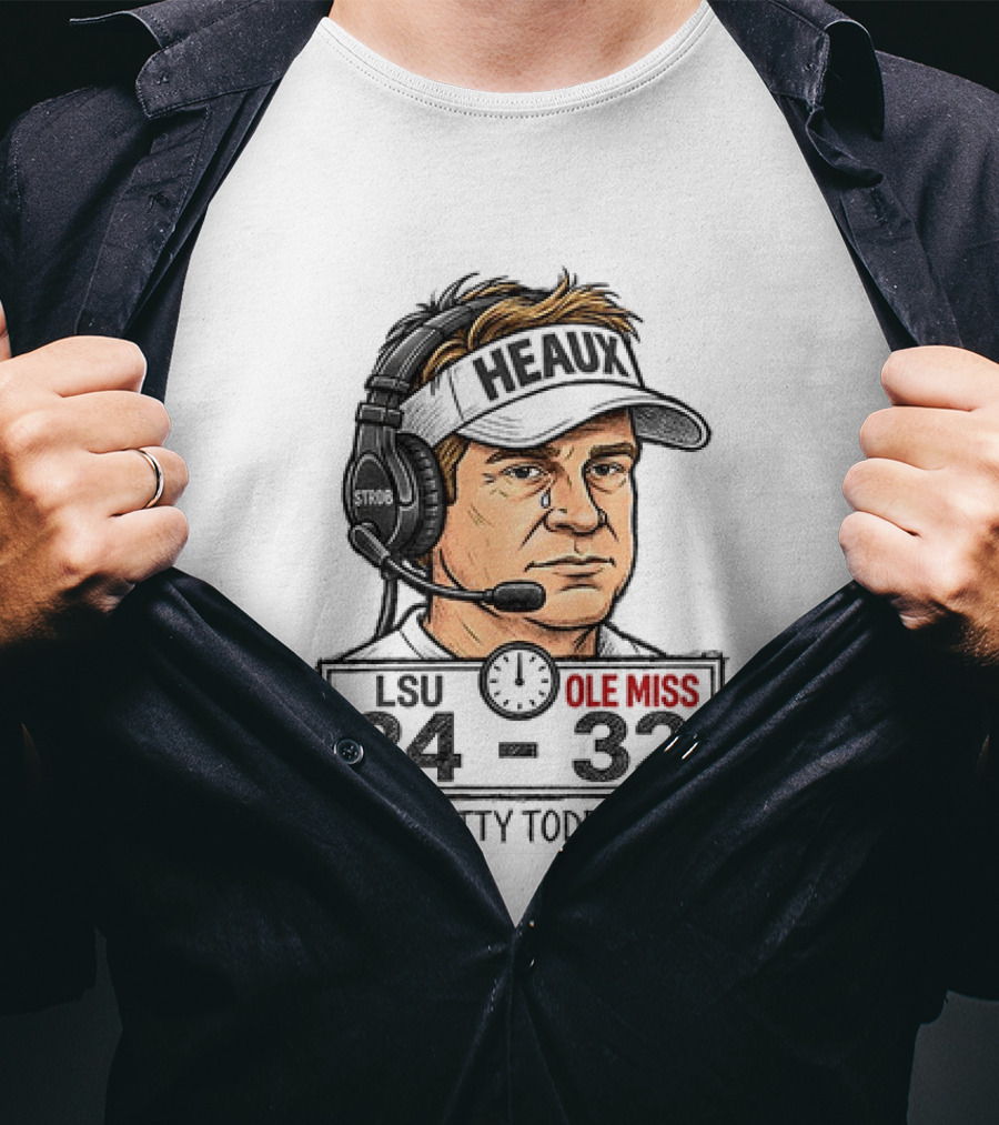Hotty Toddy Ole Miss Vs LSU 24 32 Head Coach Cry T-Shirt