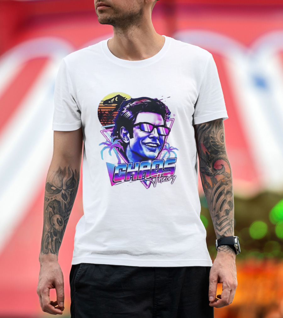 Jurassic Park Jeff Goldblum Chaos Theory Retro Neon T-Shirt