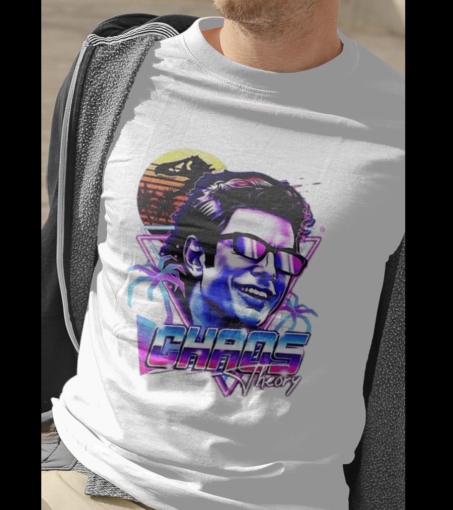 Jurassic Park Jeff Goldblum Chaos Theory Retro Neon T-Shirt