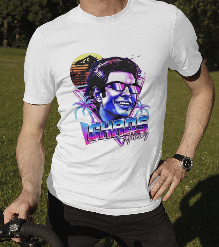 Jurassic Park Jeff Goldblum Chaos Theory Retro Neon T-Shirt