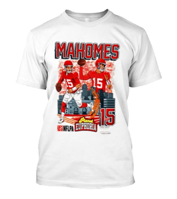 Mahomes Kansas City Chiefs Quarterback Euphoria 15 Skyline NFL Players T-Shirt