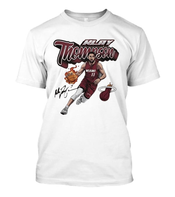 Klay Thompson Miami Heat NBA Basketball Flaming Ball Signature T-Shirt