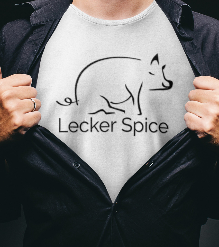 Lecker Spice Minimalist Black Line Pig Drawing T-Shirt
