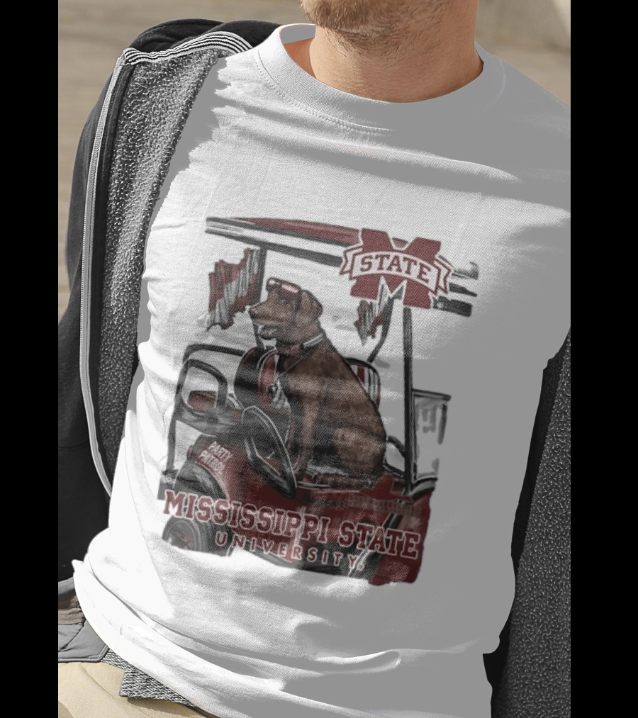 Mississippi State University Bulldogs Party Patrol Brown Lab Golf Cart T-Shirt