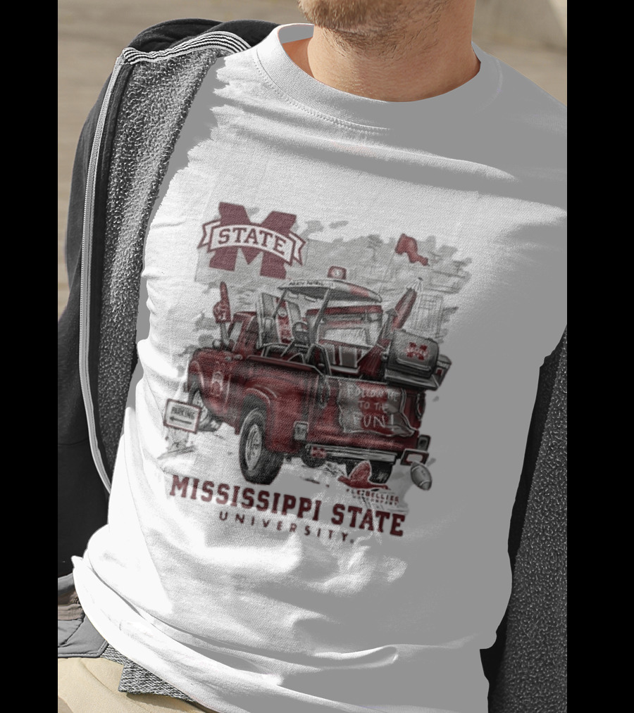 Mississippi State University Bulldogs Vintage Truck Follow Me To The Fun T-Shirt