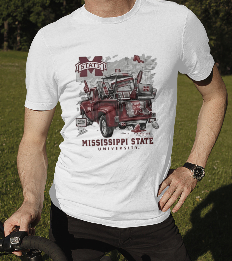 Mississippi State University Bulldogs Vintage Truck Follow Me To The Fun T-Shirt