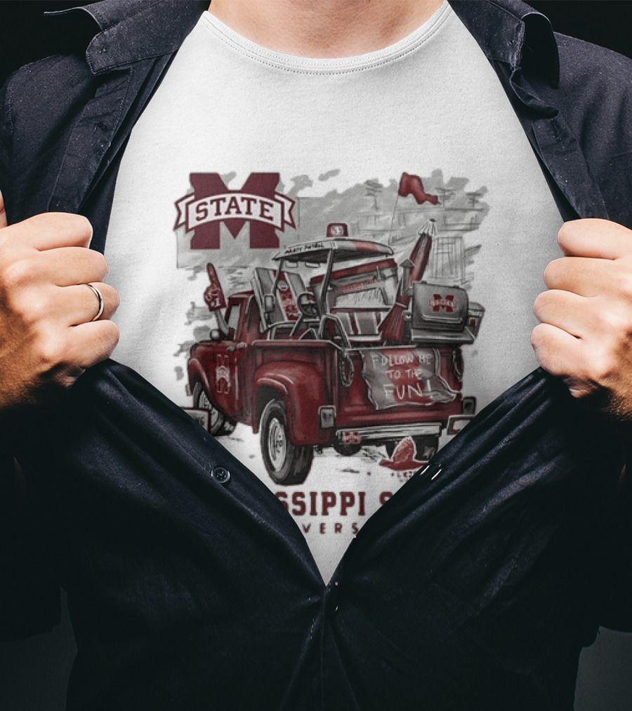 Mississippi State University Bulldogs Vintage Truck Follow Me To The Fun T-Shirt