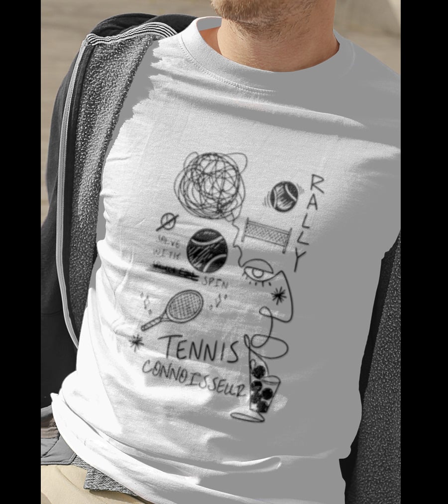 Rally Solve With Spin Tennis Connoisseur Racket Balls Net Face T-Shirt