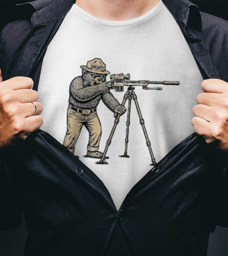 Smokey Bear Sniper Forest Ranger With Rifle T-Shirt