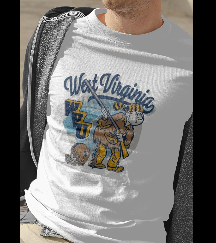 West Virginia Mountaineers WVU Mascot With Rifle And Helmet T-Shirt