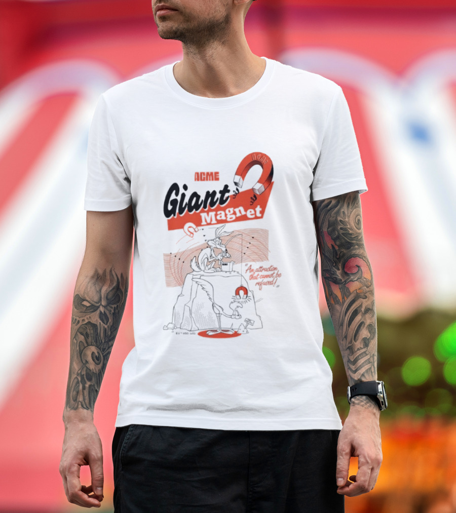 ACME Giant Magnet Wile E Coyote Road Runner Stimulation Speed T-Shirt