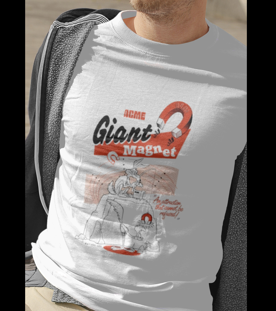 ACME Giant Magnet Wile E Coyote Road Runner Stimulation Speed T-Shirt