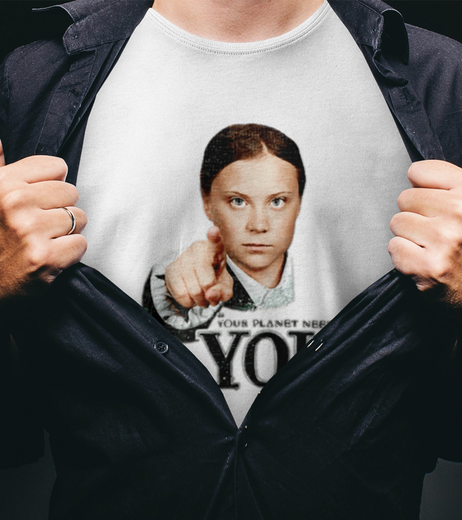 Your Planet Needs You Girl Pointing Iconic Call To Action T-Shirt