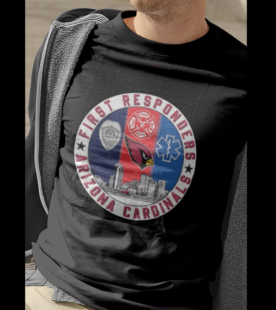 Arizona Cardinals First Responders Police Fire Medical Emblems Skyline T-Shirt