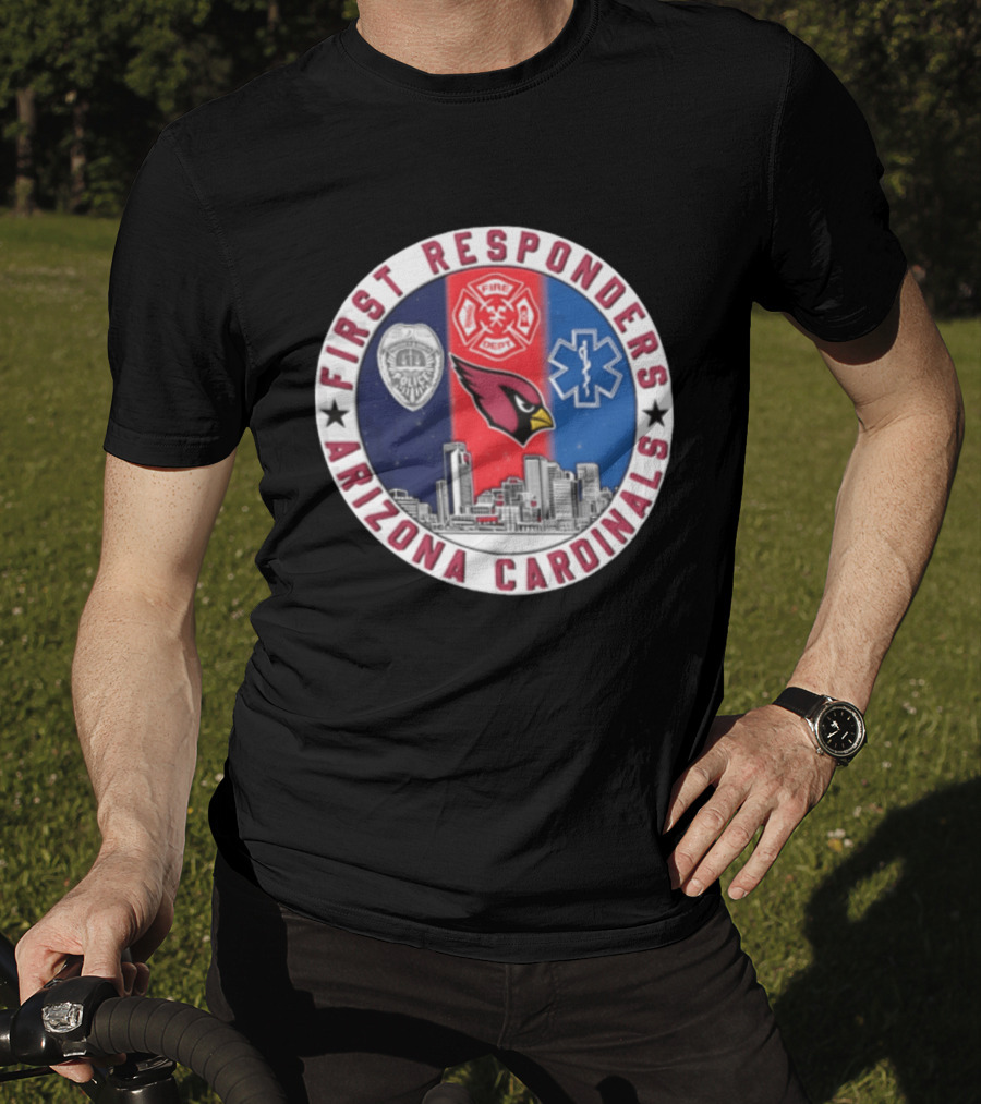 Arizona Cardinals First Responders Police Fire Medical Emblems Skyline T-Shirt