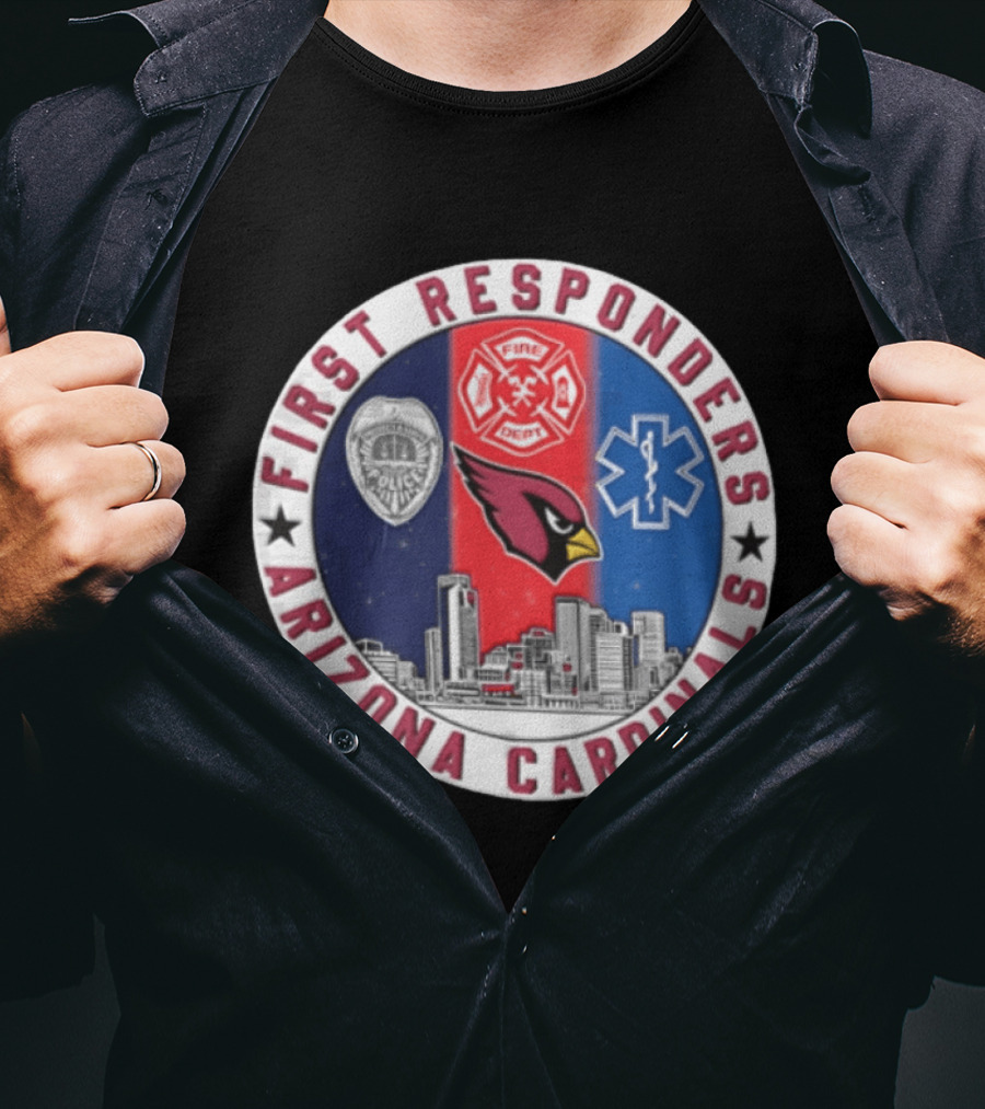 Arizona Cardinals First Responders Police Fire Medical Emblems Skyline T-Shirt