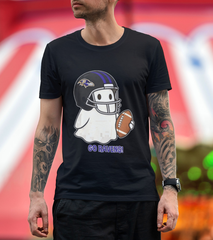 Baltimore Ravens Ghost In Football Helmet Go Ravens Football T-Shirt