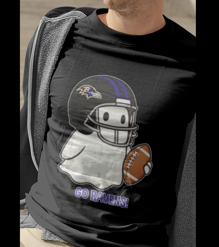 Baltimore Ravens Ghost In Football Helmet Go Ravens Football T-Shirt
