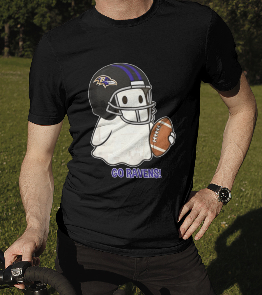 Baltimore Ravens Ghost In Football Helmet Go Ravens Football T-Shirt