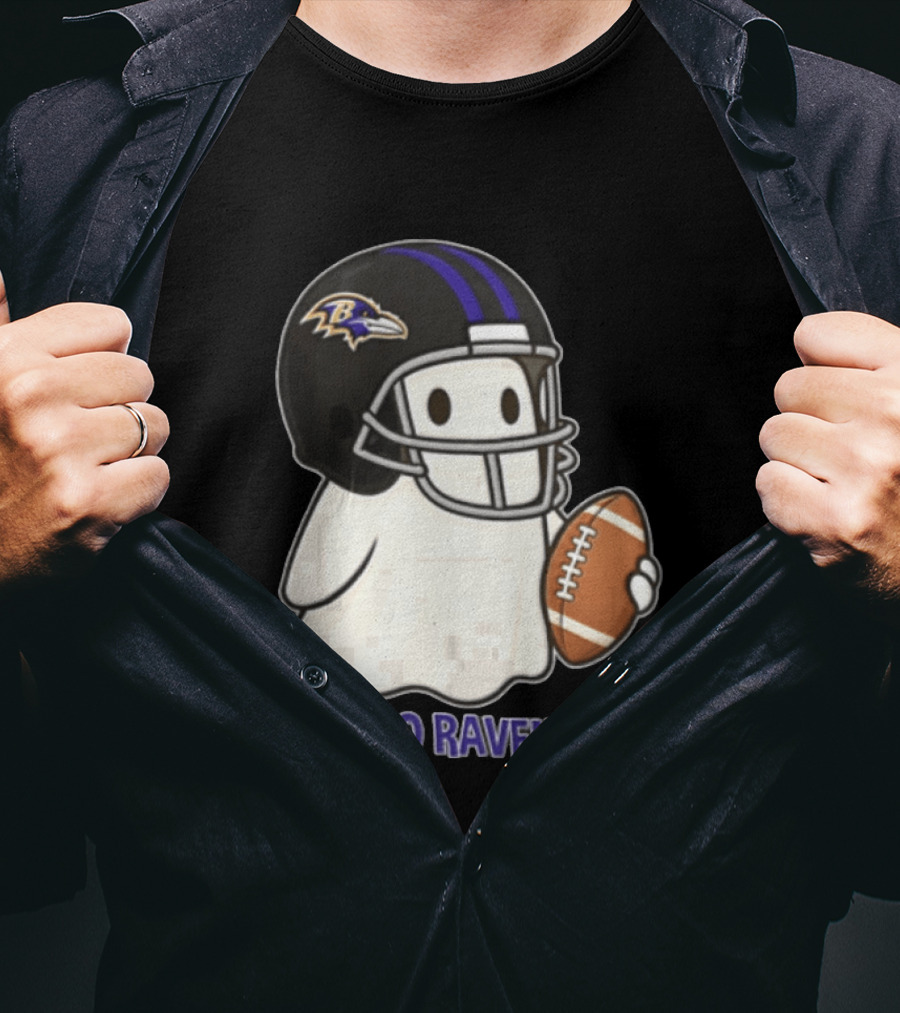 Baltimore Ravens Ghost In Football Helmet Go Ravens Football T-Shirt