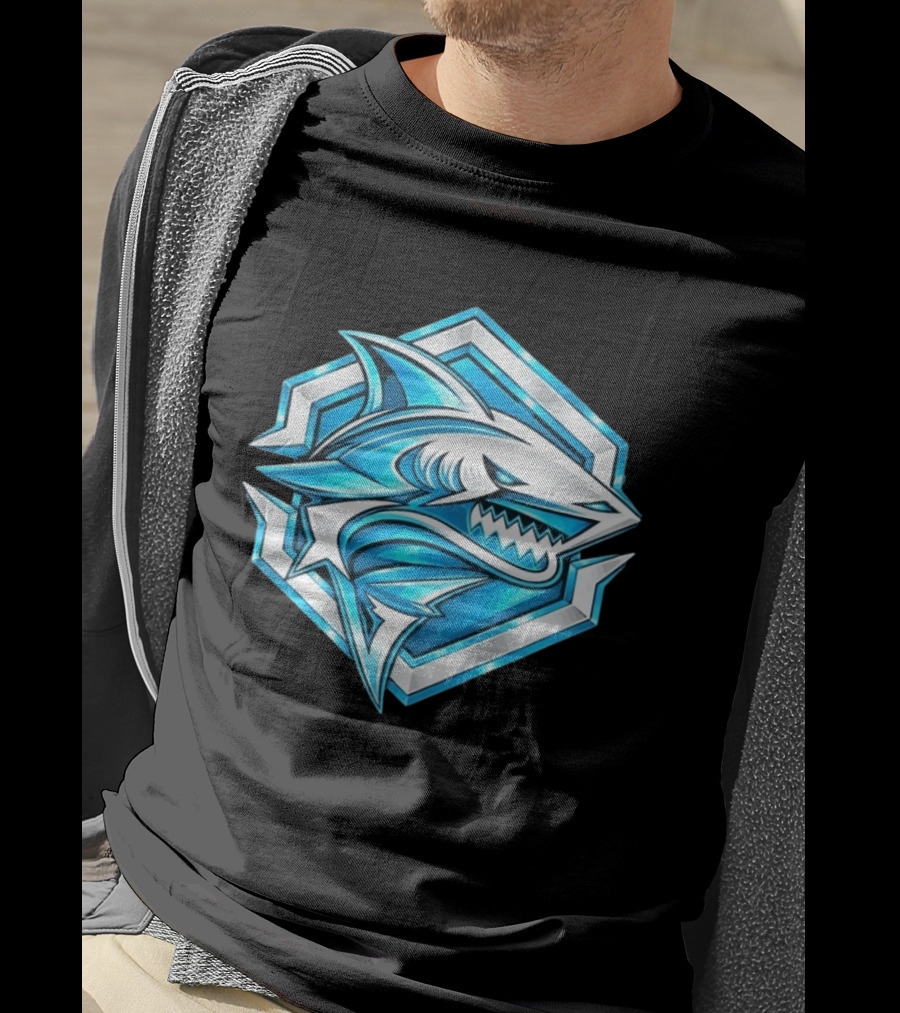 Blue Shark Hexagon Esports Gaming Shark T-Shirt
