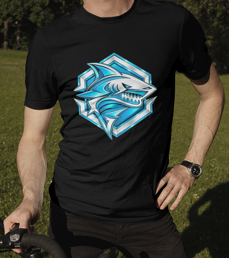 Blue Shark Hexagon Esports Gaming Shark T-Shirt