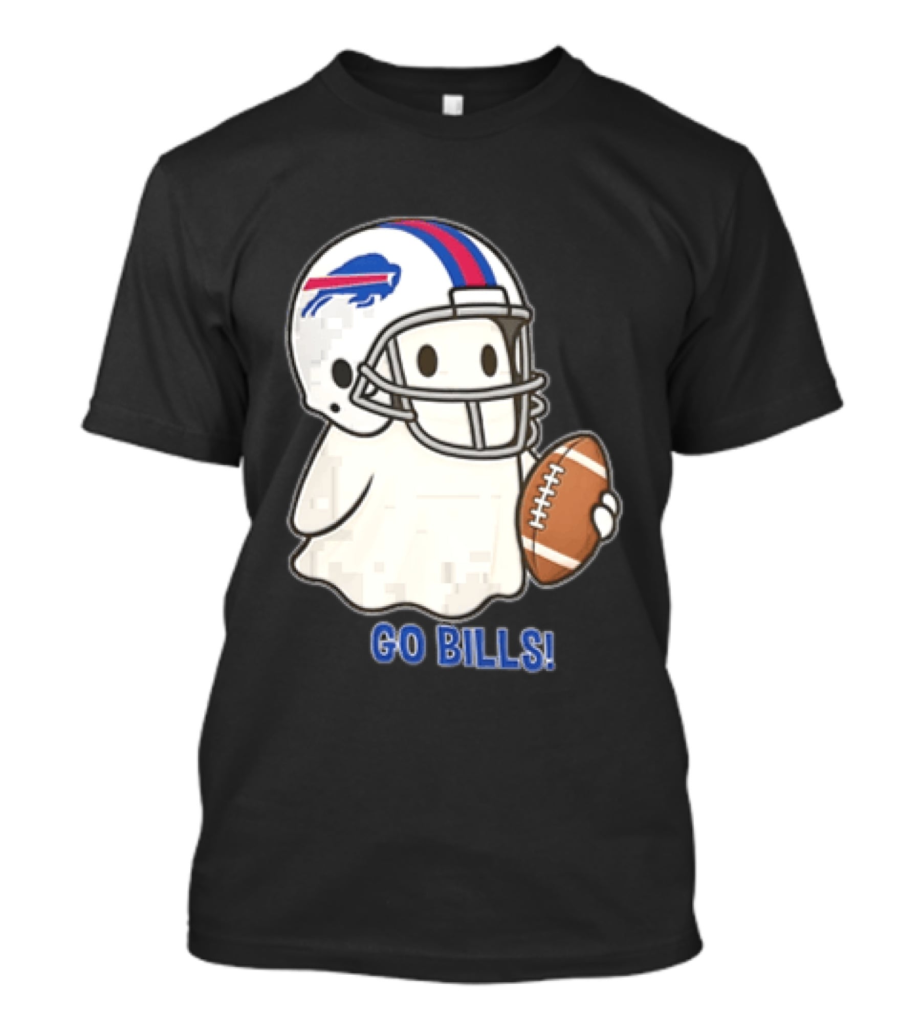 Buffalo Bills Ghost GO BILLS Football Helmet Holding Ball T-Shirt