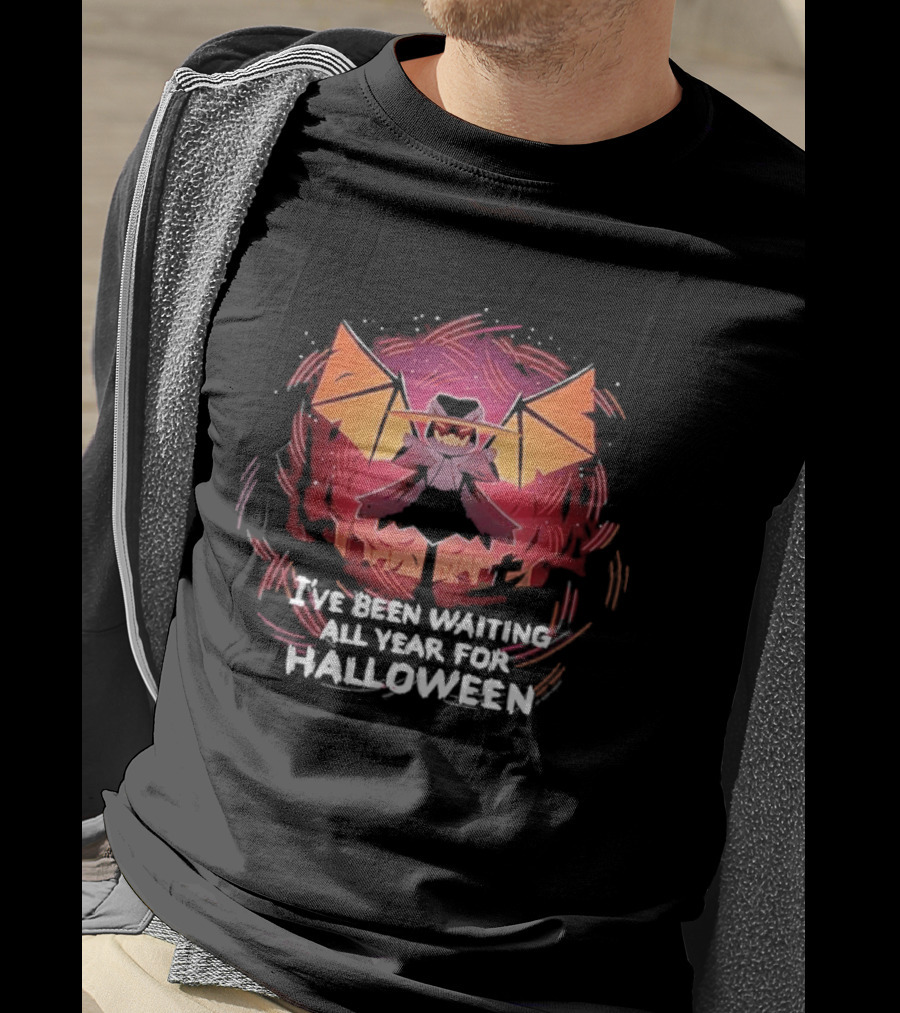 I've Been Waiting All Year For Halloween Pumpkin Bat T-Shirt