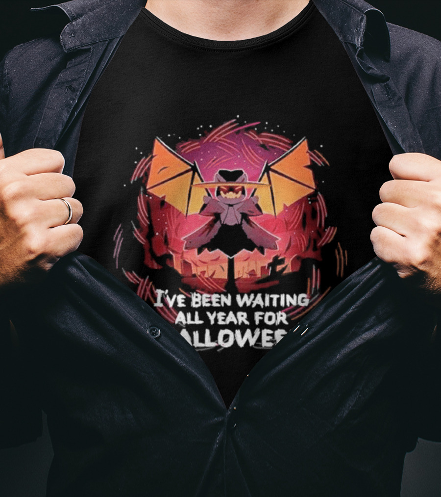 I've Been Waiting All Year For Halloween Pumpkin Bat T-Shirt