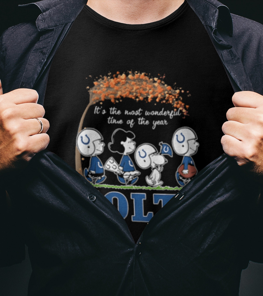 Charlie Brown Snoopy Colts Football It's The Most Wonderful Time Of The Year T-Shirt