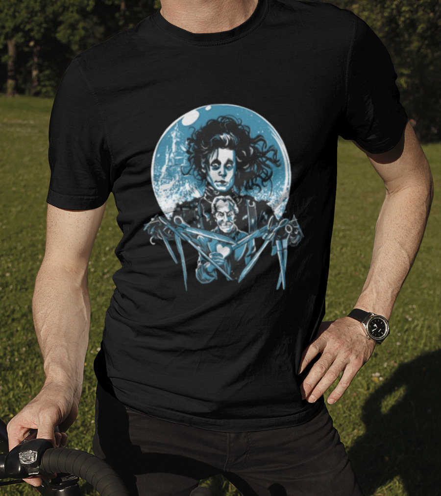 Edward Scissorhands Iconic Johnny Depp Vincent Price Heart Scissors Image T-Shirt