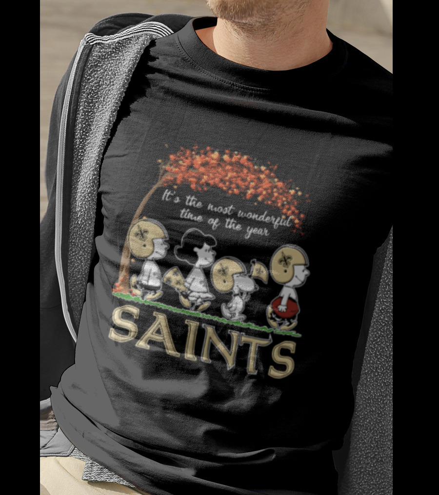 New Orleans Saints Charlie Brown Snoopy It's The Most Wonderful Time Of The Year T-Shirt