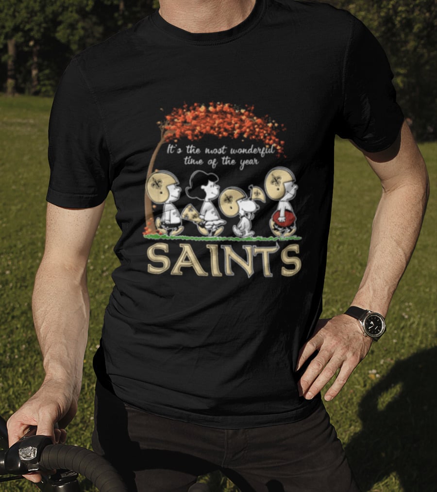New Orleans Saints Charlie Brown Snoopy It's The Most Wonderful Time Of The Year T-Shirt
