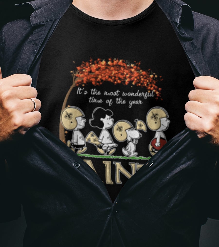 New Orleans Saints Charlie Brown Snoopy It's The Most Wonderful Time Of The Year T-Shirt