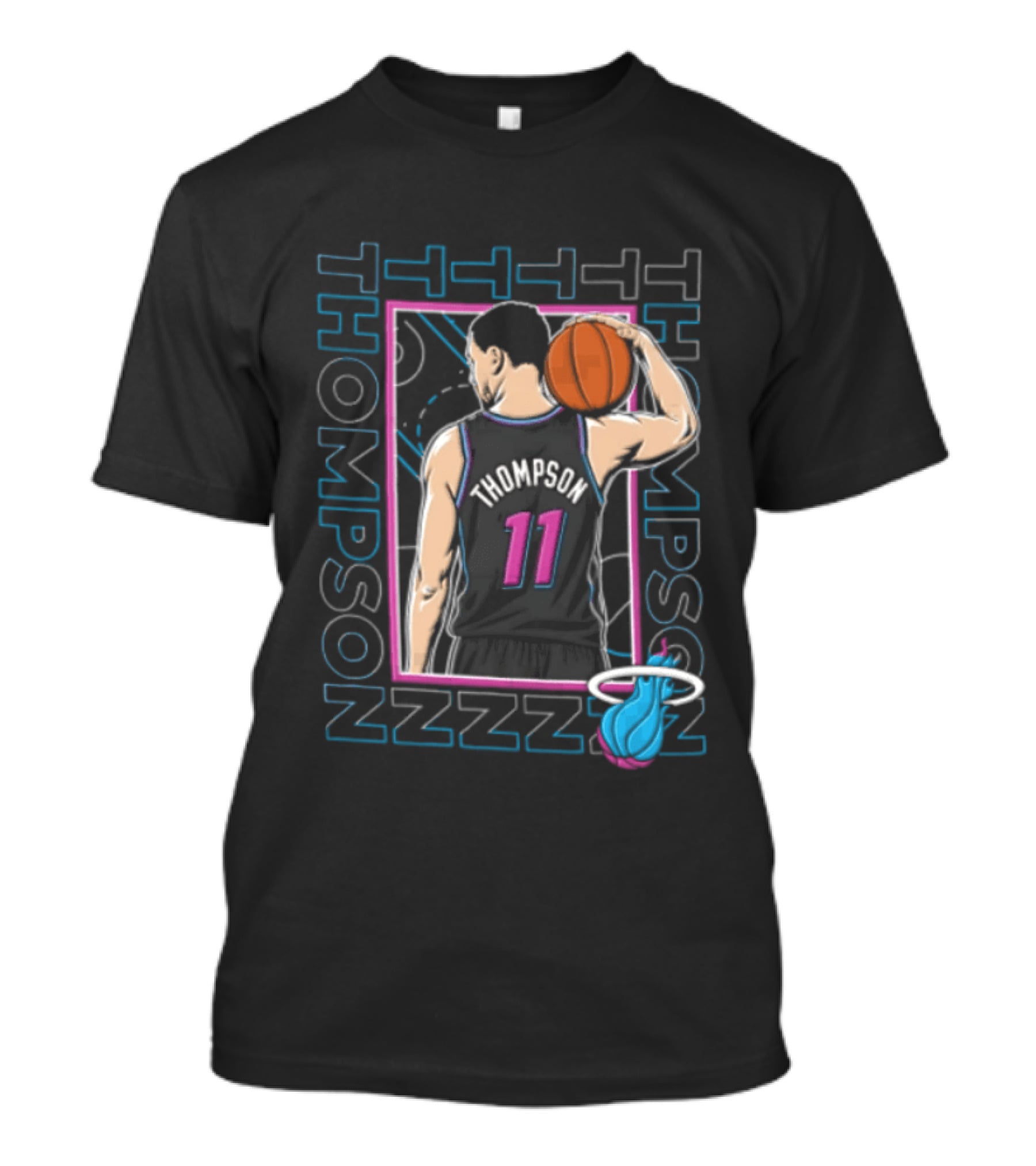 Thompson 11 Miami Heat Basketball Player Holding Ball NBA T-Shirt