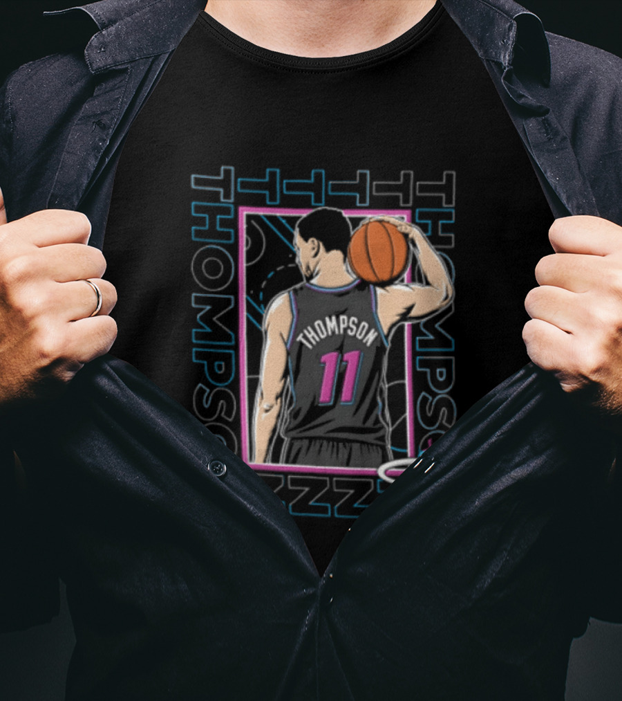 Thompson 11 Miami Heat Basketball Player Holding Ball NBA T-Shirt