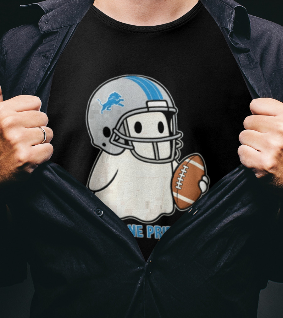 Detroit Lions Ghost One Pride Football Helmet And Ball T-Shirt