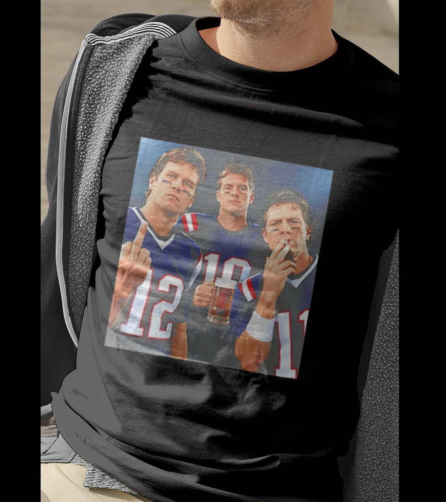 Tom Brady Drake Maye Drew Bledsoe New England Patriots Beer Middle Finger T-Shirt