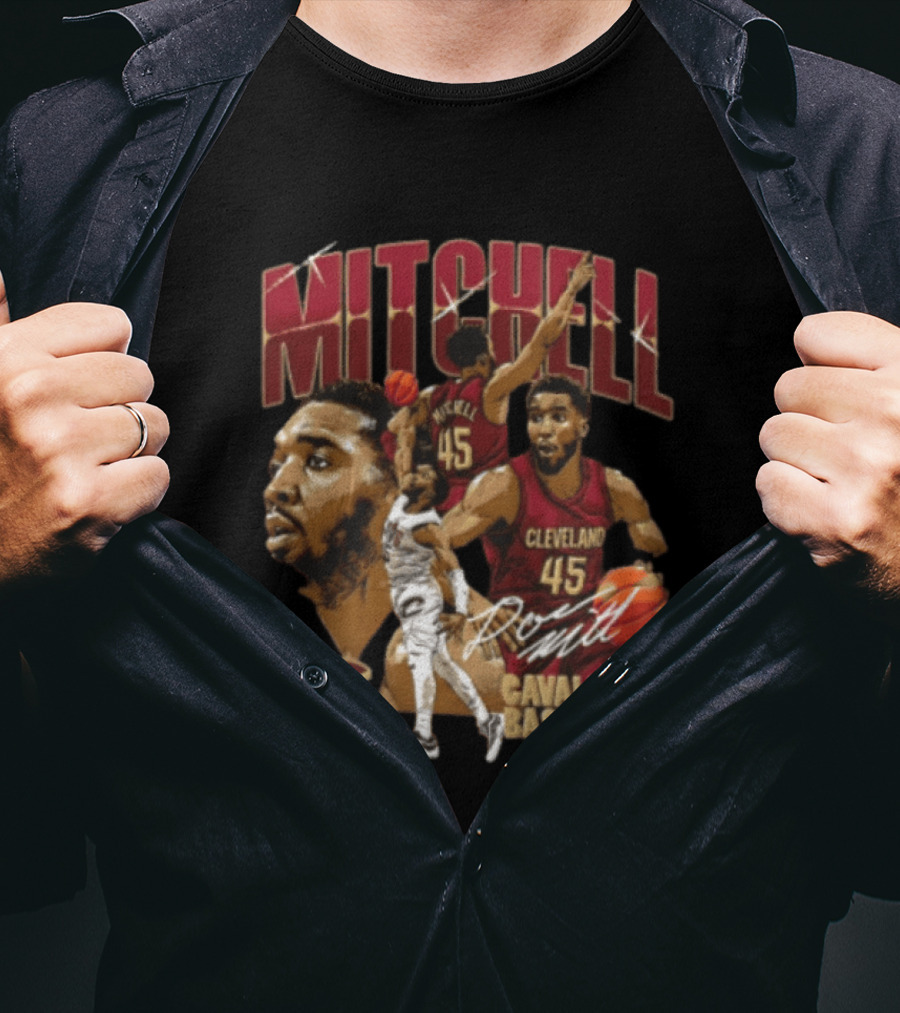 Donovan Mitchell Cleveland Cavaliers Basketball 45 Player Action Poses T-Shirt